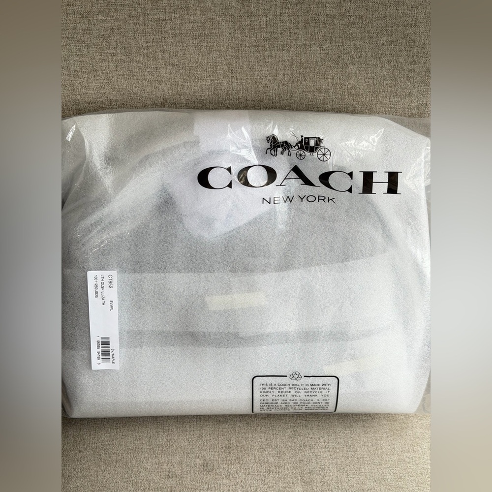NWT！COACH ELIZA 2-WAY TOP HANDLE BAG（COACH CT852）SILVER/MAPLE fast shipping - Picture 7 of 15